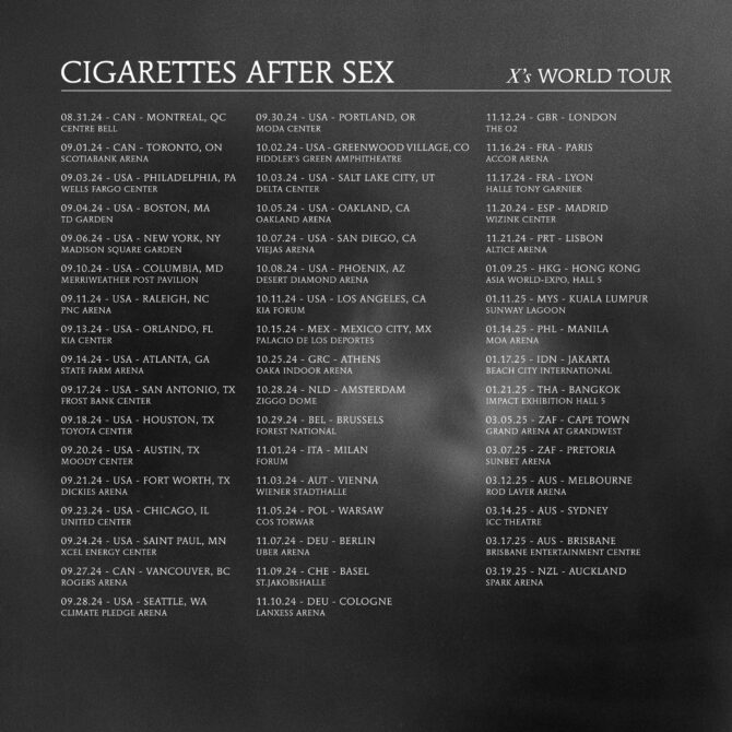 Cigarettes After Sex Tour 2024.