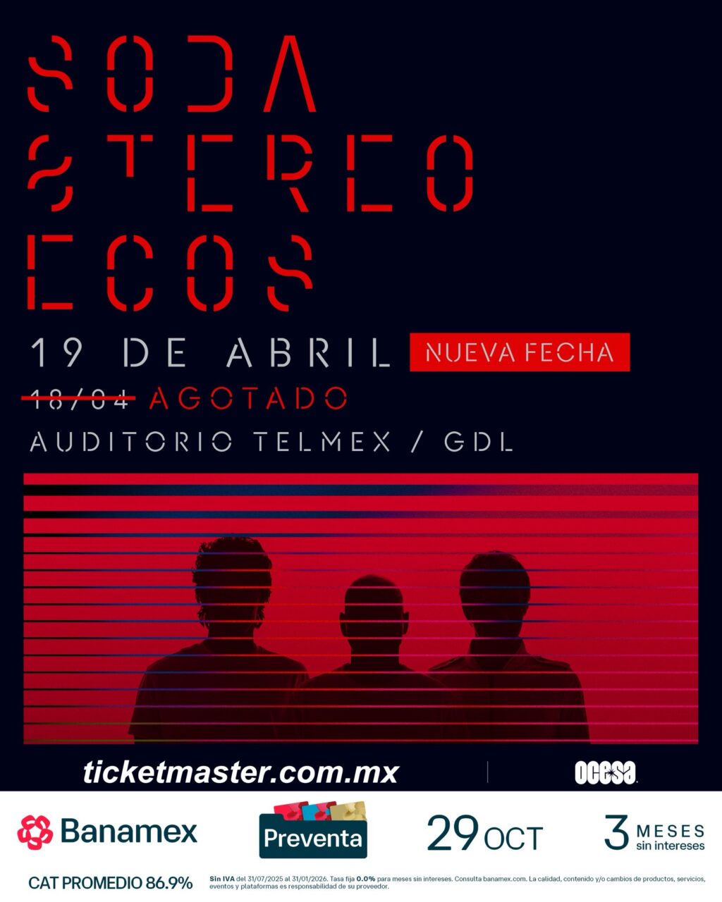 Soda Stereo - 18 y 19 abril Soda Stereo Guadalajara 2026