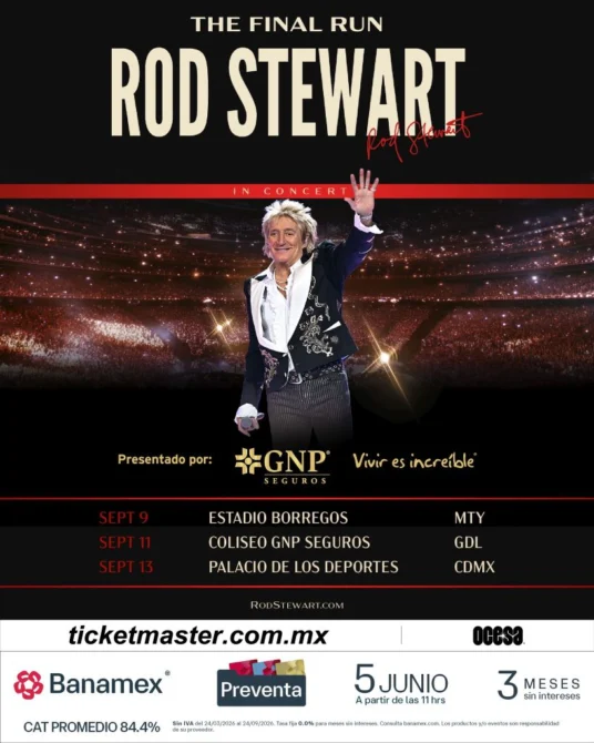 Rod Stewart cortará el listón del Coliseo GNP Seguros en Guadalajara Rod Stewart México 2026